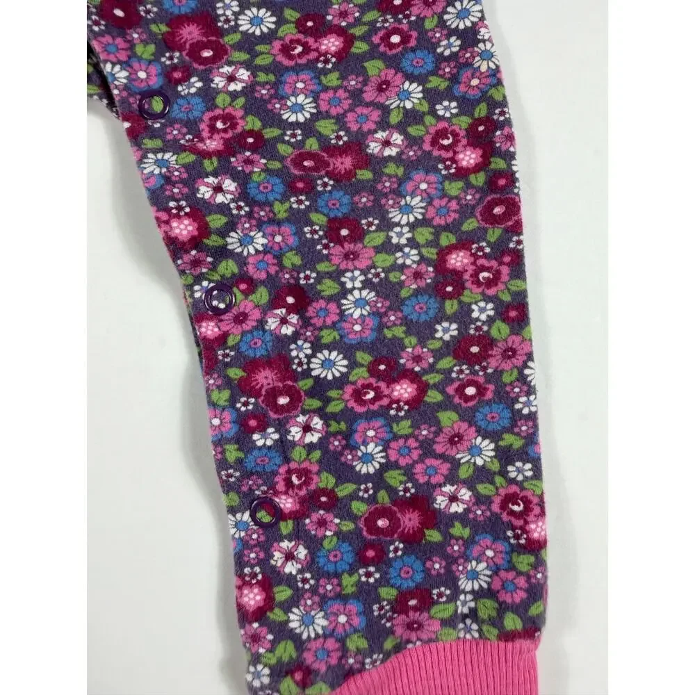 Kite Clothing Floral Organic Cotton Dungarees Romper Purple 12-18 Months